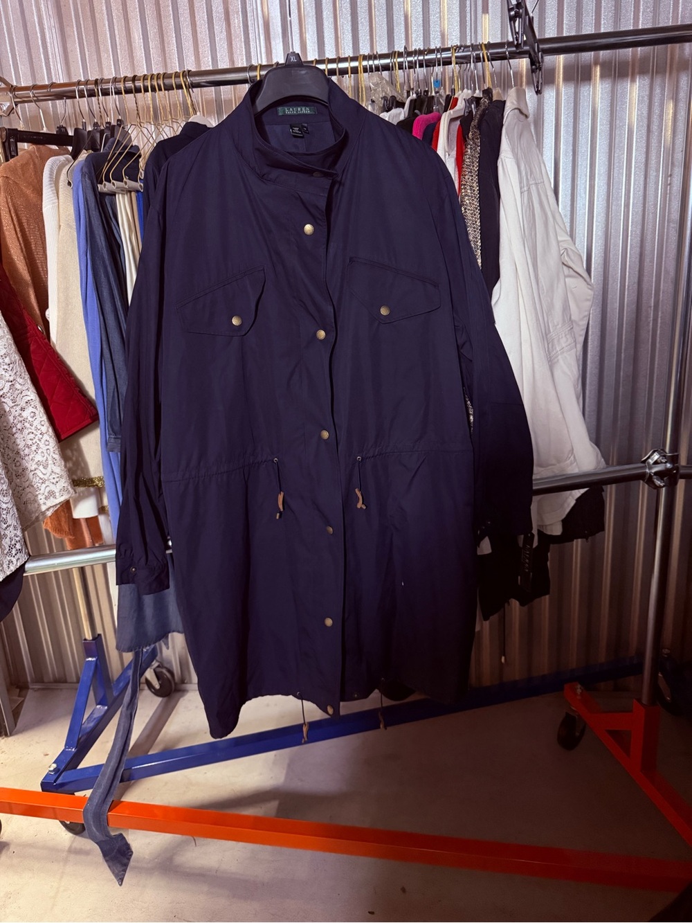 Lauren Ralph Lauren Navy Drawstring Utility Trench Coat